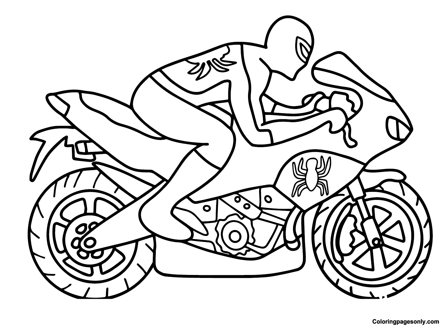 Spidey Motorcycle Coloring Page Free Printable Coloring Pages
