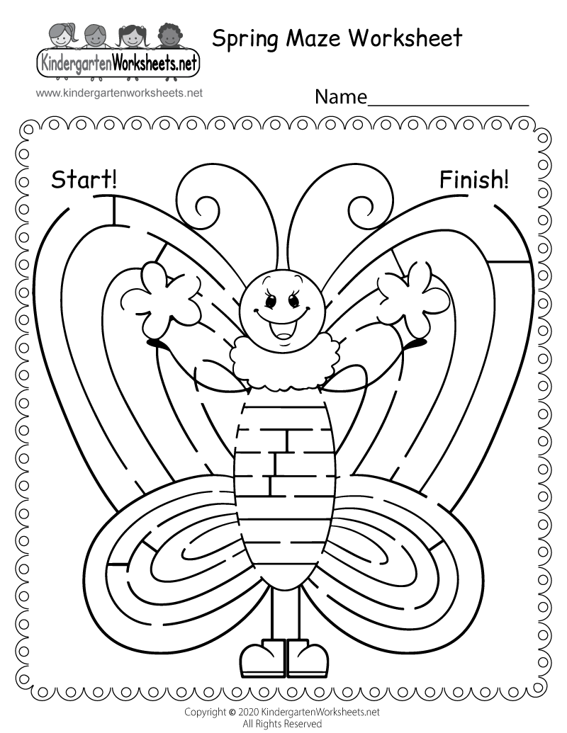 Spring Maze Worksheet Free Kindergarten Seasonal Worksheet For Kids