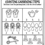 Spring Preschool Worksheets Counting Gardening Items