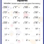 Squared Numbers And Square Roots Worksheets Library