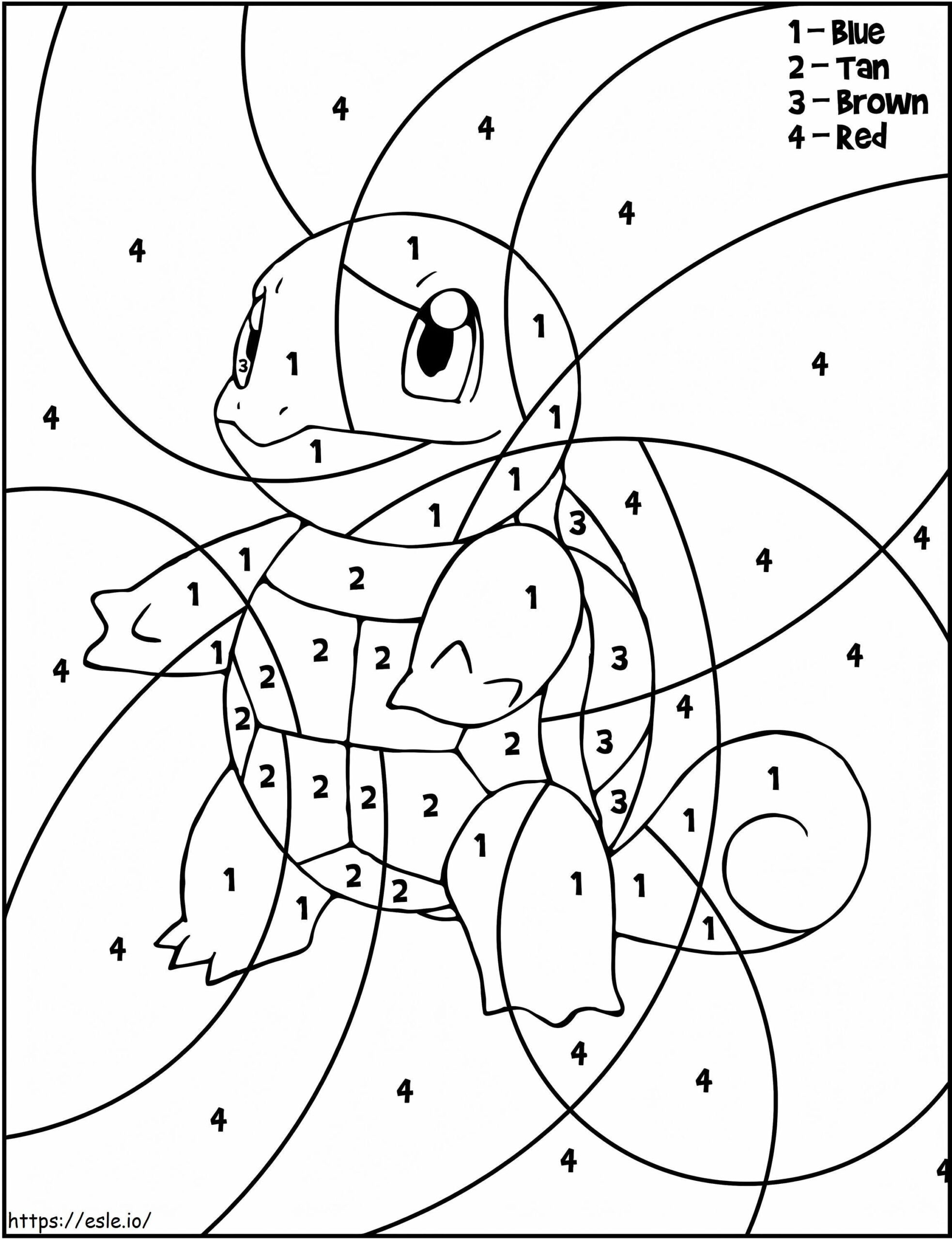 Squirtle Pokemon Color By Number Coloring Page
