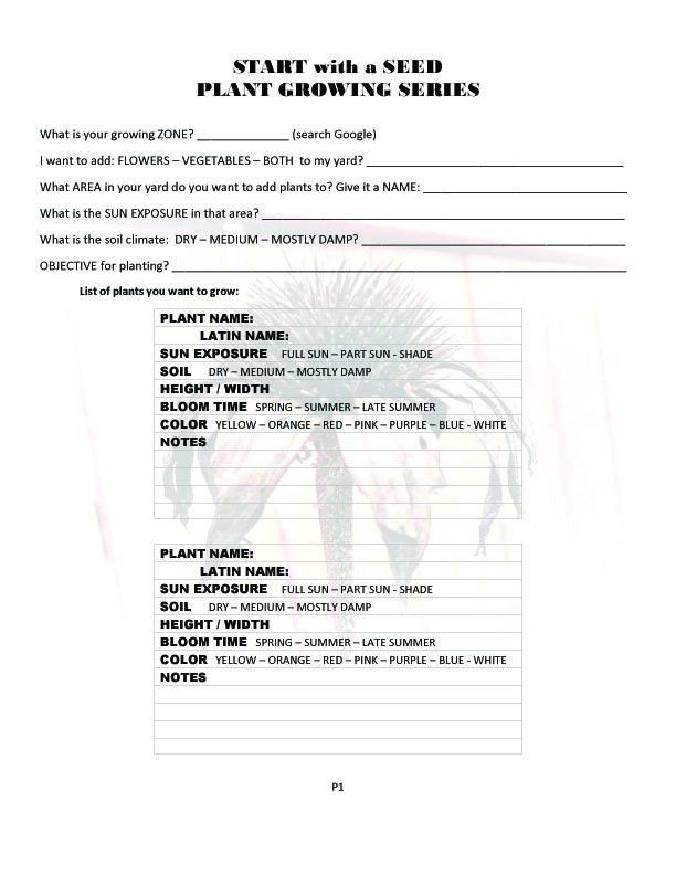 Start With A Seed Series part 2 Garden Planning Printable