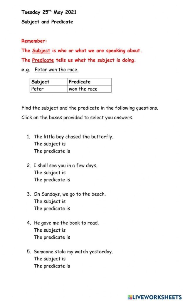 Subject And Predicate Worksheets By Mr And Mrs Brightside Worksheets