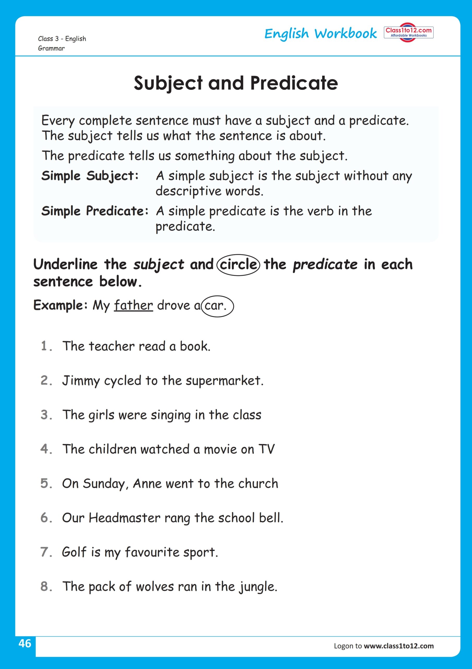 subject and predicate worksheets
