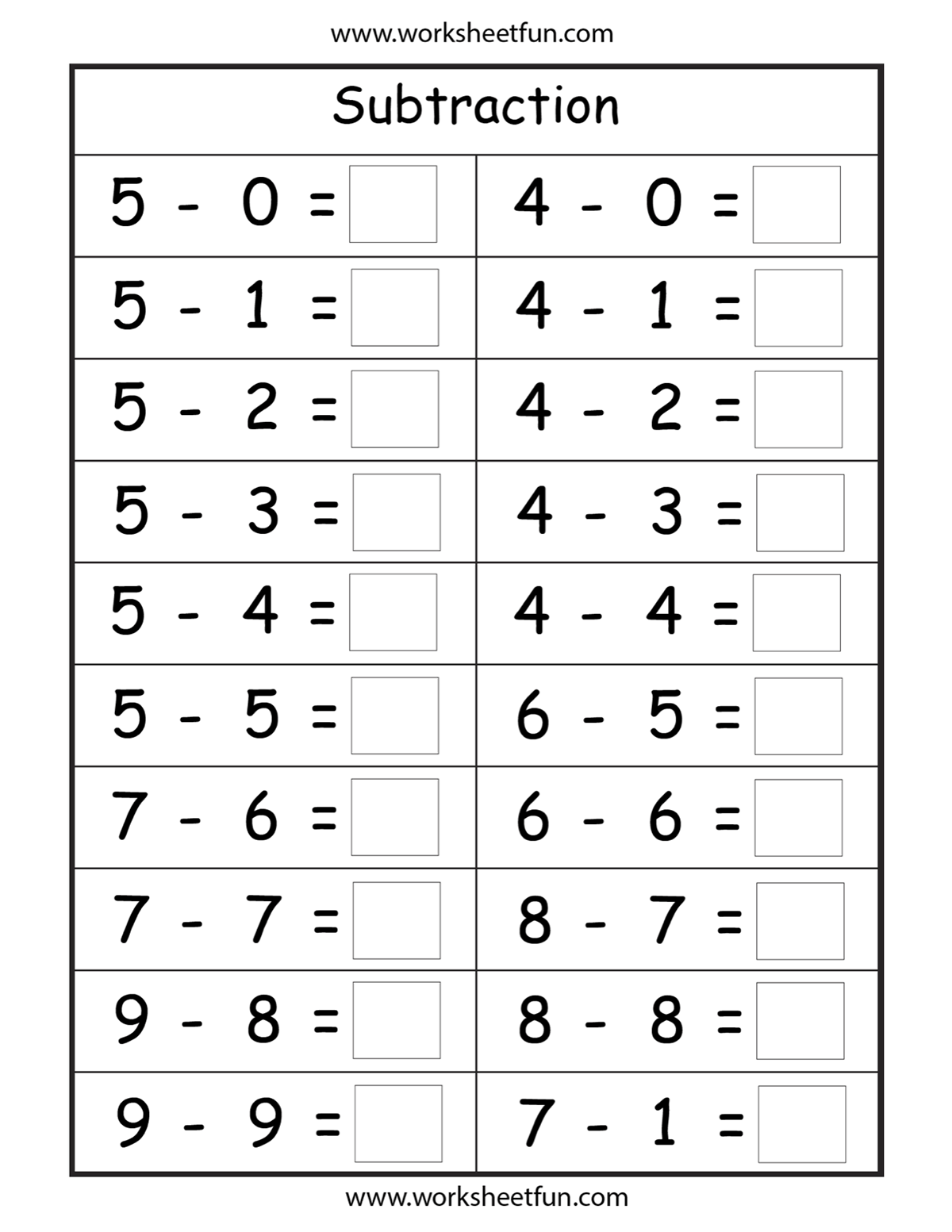 Subtraction For 1st Graders Worksheets WorksheetsCity
