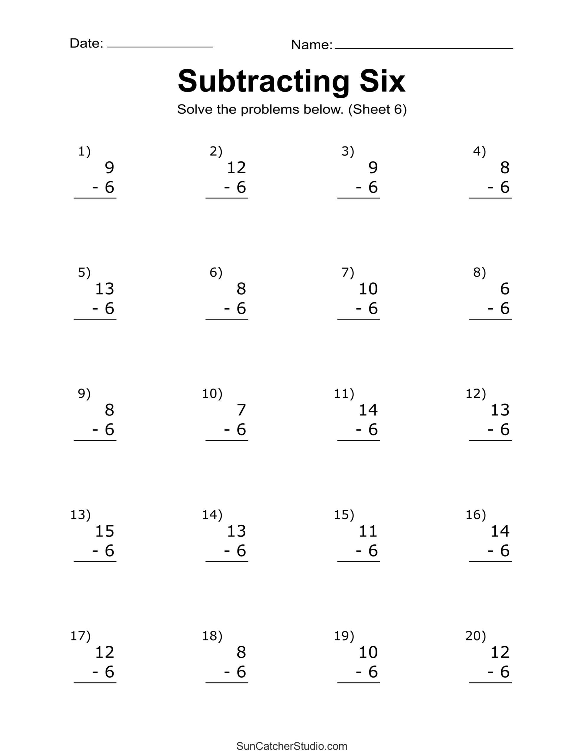 1st grade subtraction worksheets