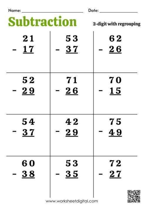 Subtraction Worksheets Dynamically Created Subtraction Worksheets