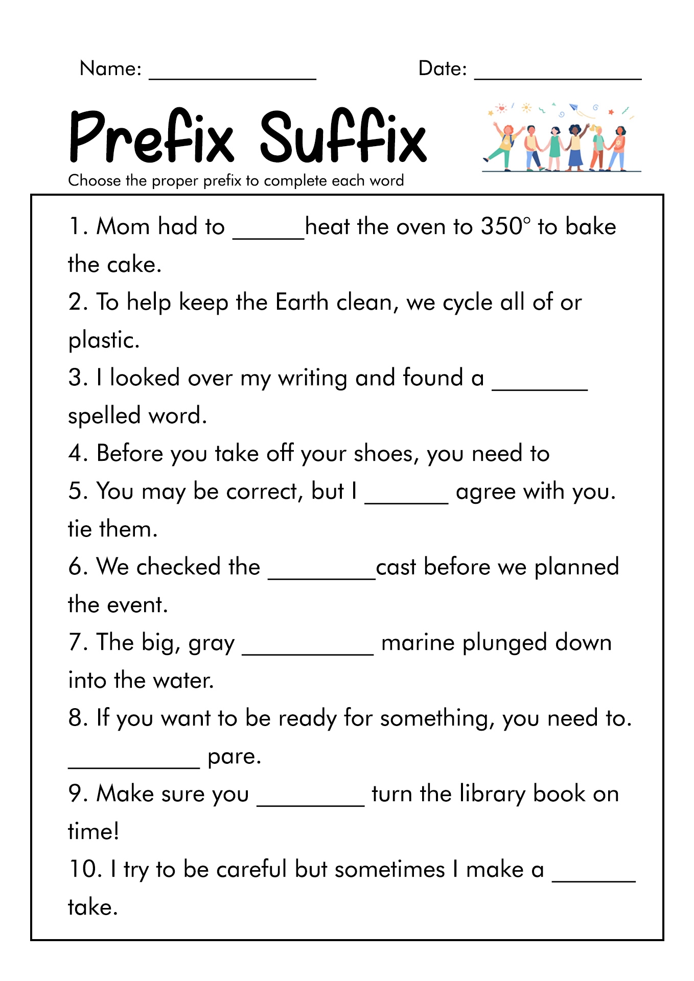Suffixes And Prefixes Worksheet Practice Exercises For Vocabulary Building