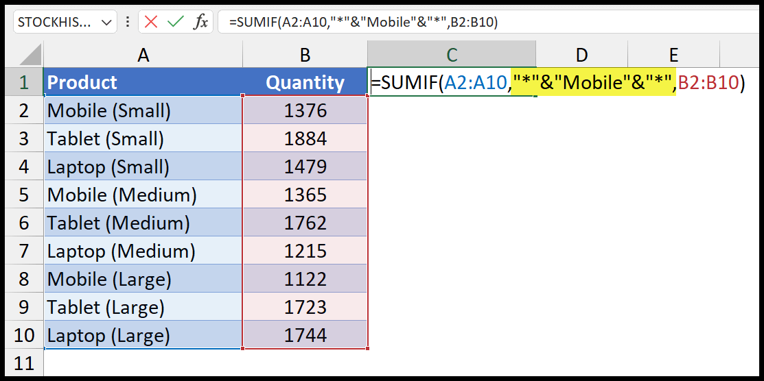 Sum IF Cell Contains A Specific Text SUMIF Partial Text 