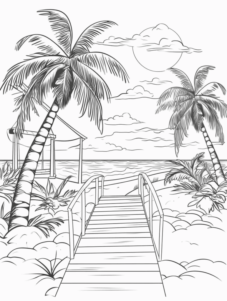 Summer Beach Coloring Page