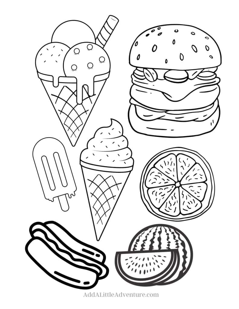 Summer Food Coloring Pages Coloring Nation