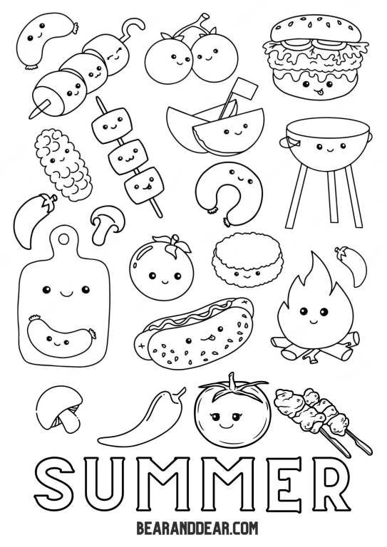 Summer Food Coloring Pages Coloring Nation