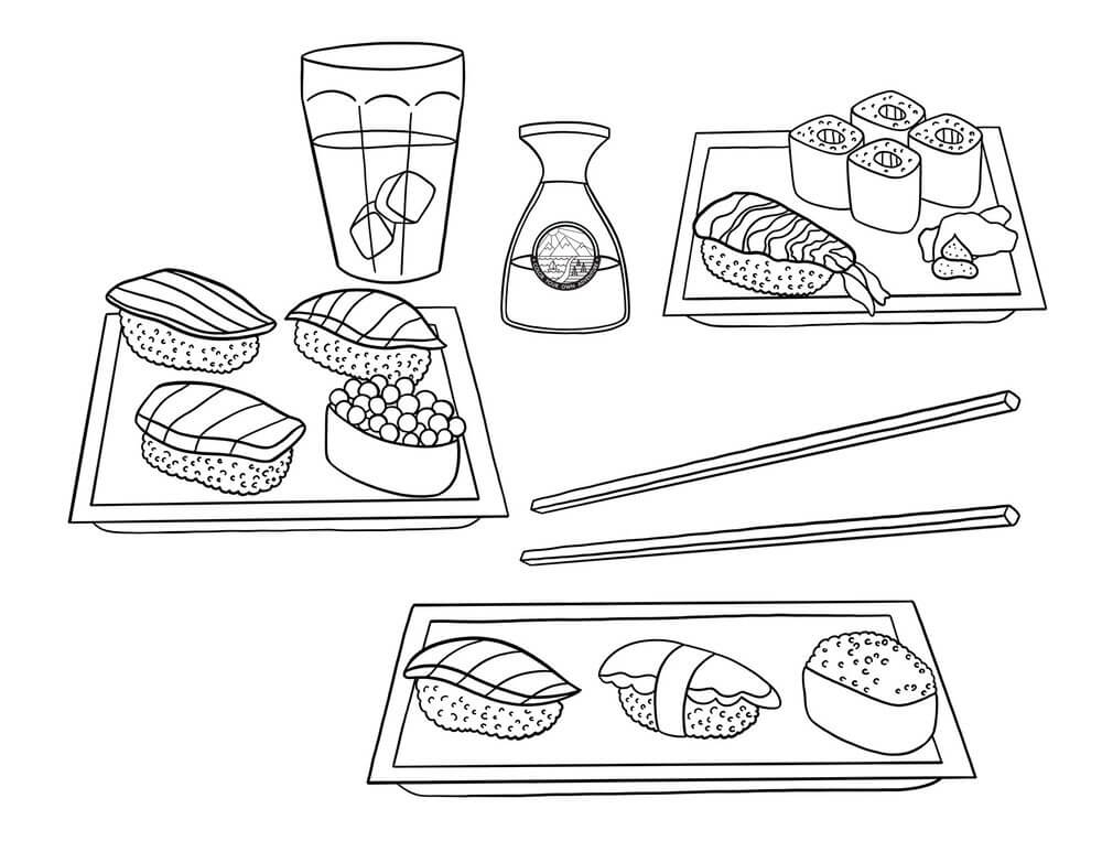 food coloring pages sushi