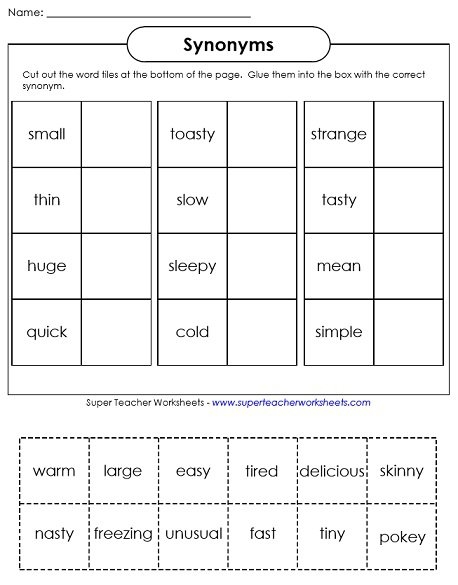 Synonyms And Antonyms Worksheets Free Worksheets Samples