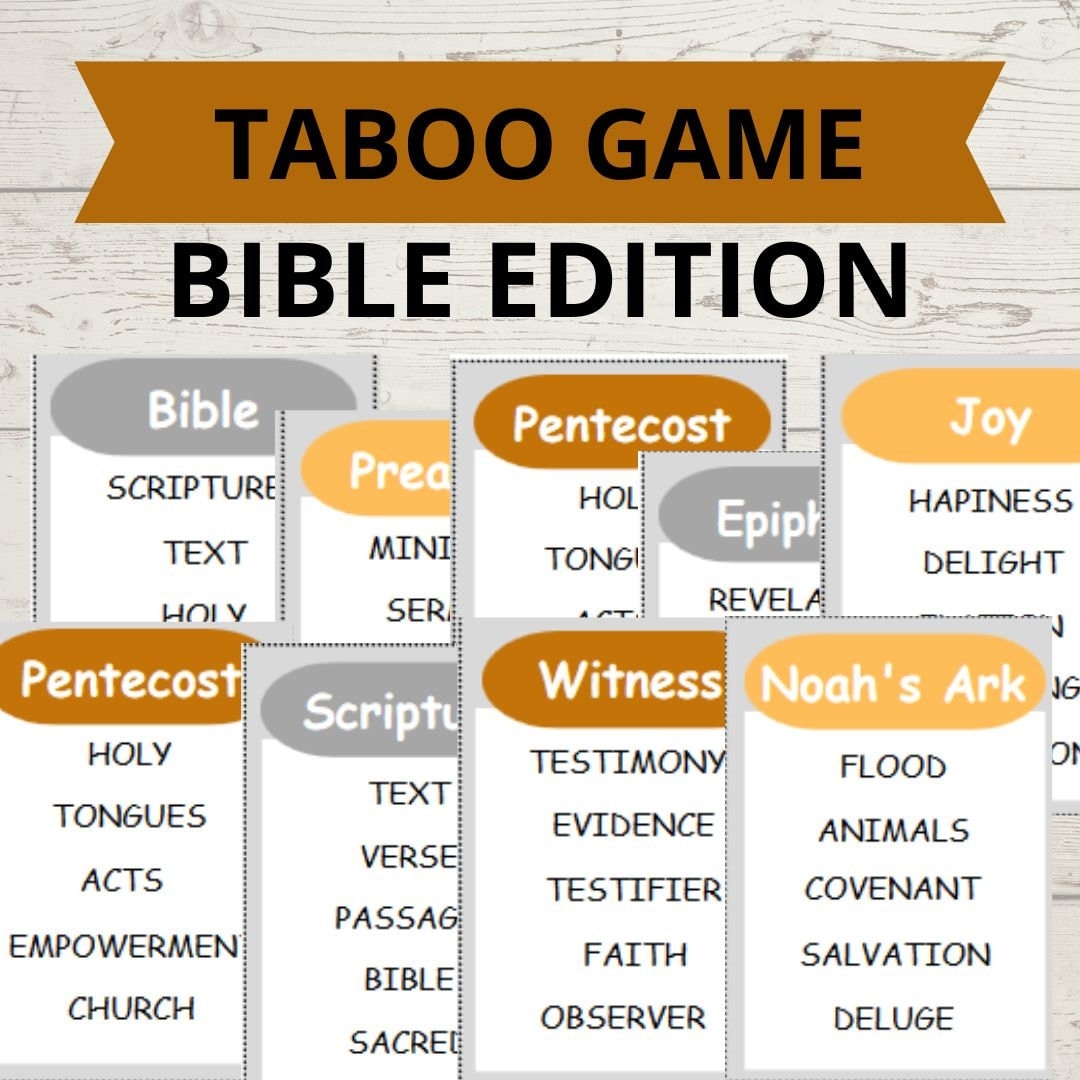 Taboo Game Bible Printable Bible Taboo Cards Church Family Game Night 