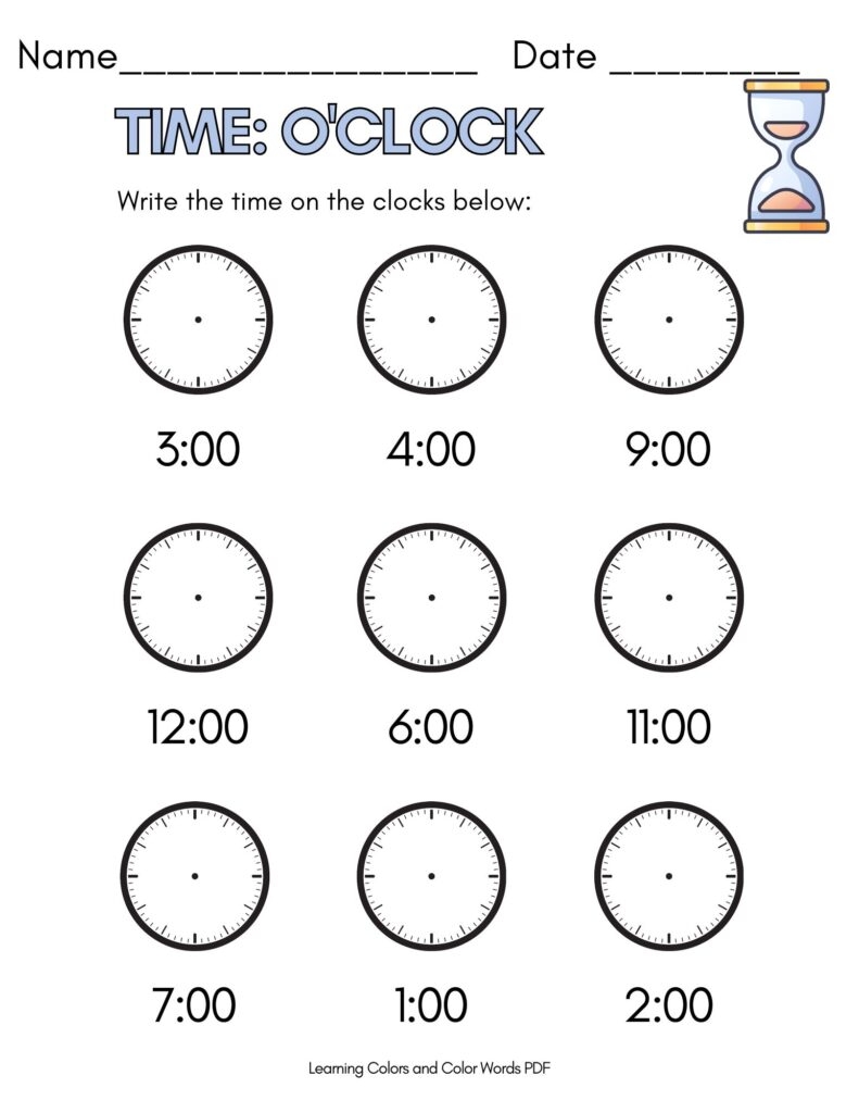 Telling Time Worksheets Oclock And Half Past Worksheets Library