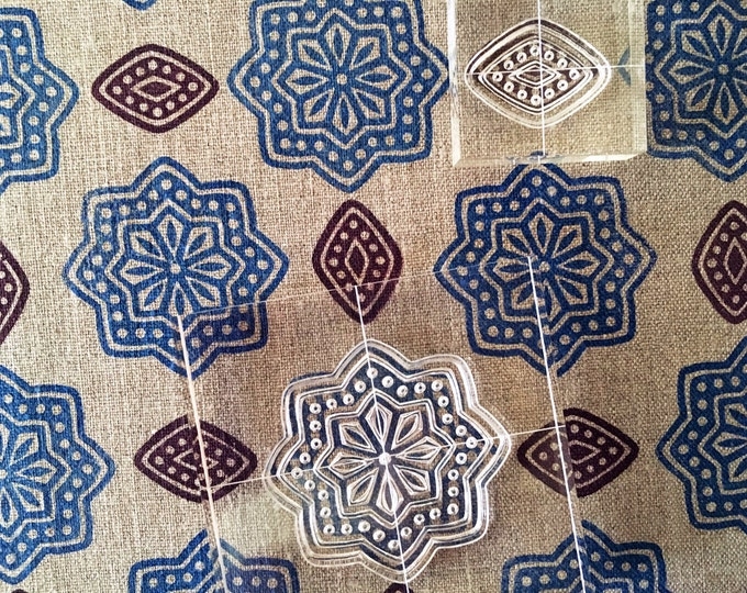 Temple Garden Block Print Fabric Stamp Set Textile Printing Clear 