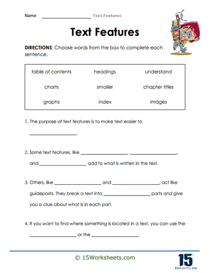 Text Features Worksheets Library