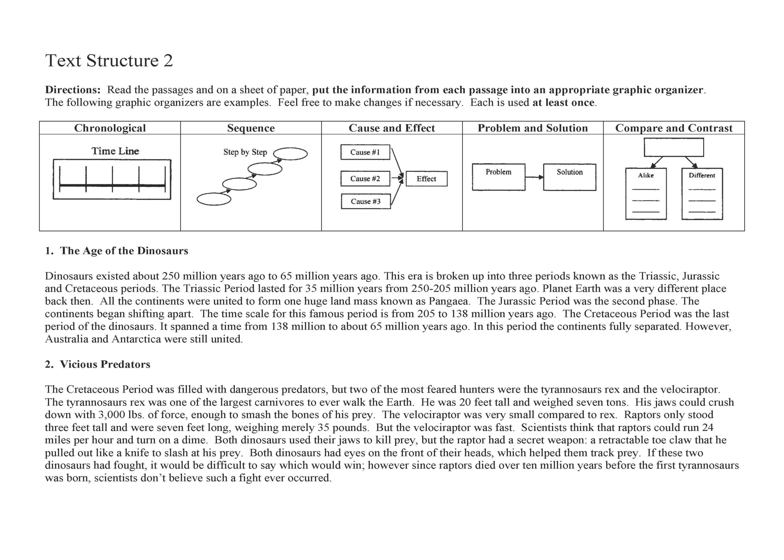 Text Structure Worksheet 2 Preview