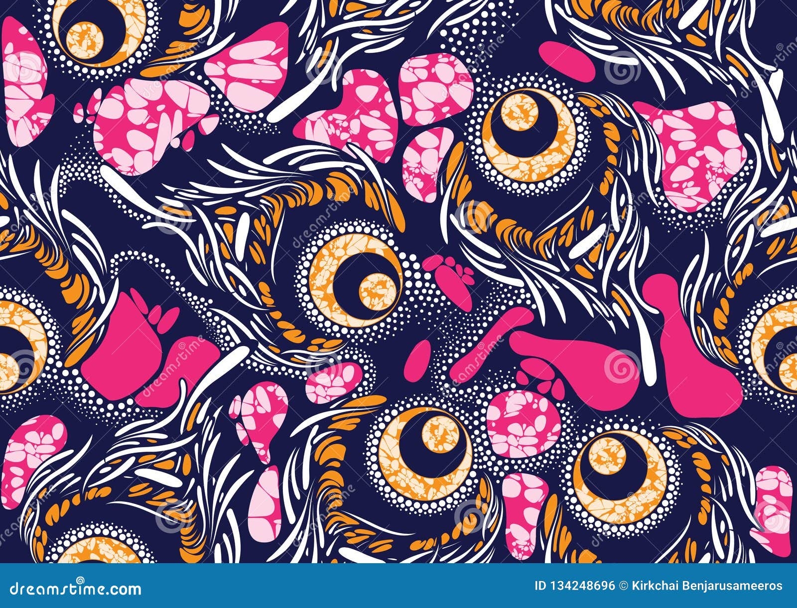 Textile Fashion African Print Fabric Super Wax Stock Vector 