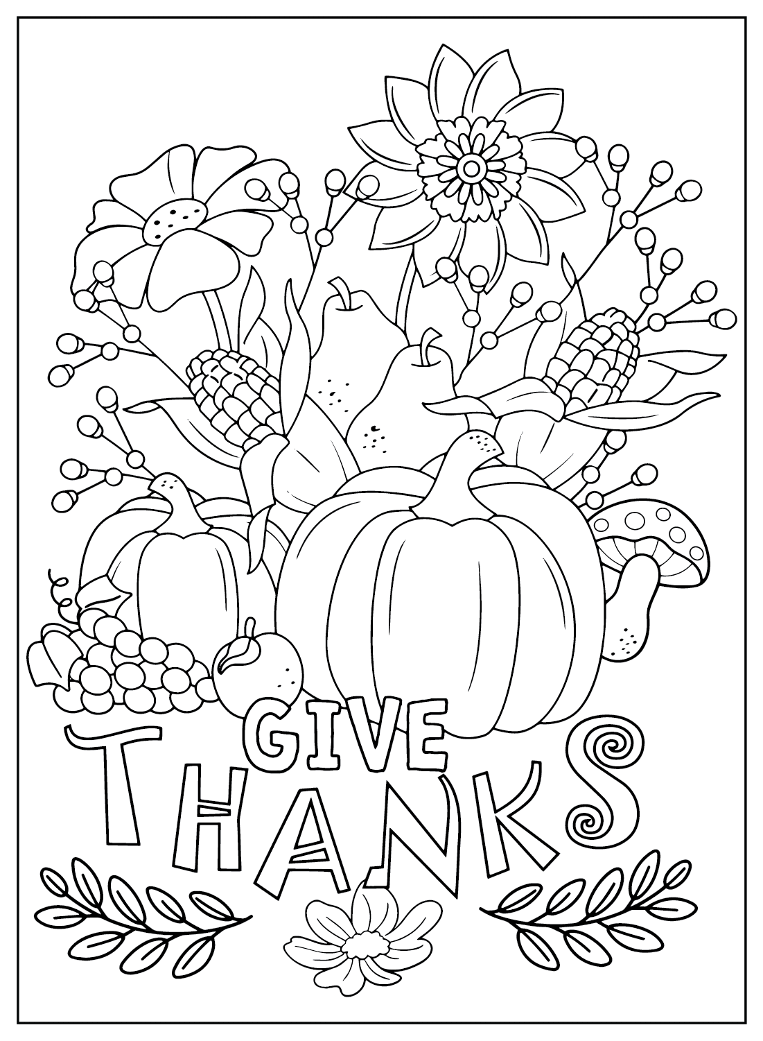 Thanksgiving Color Page Free Printable Coloring Pages