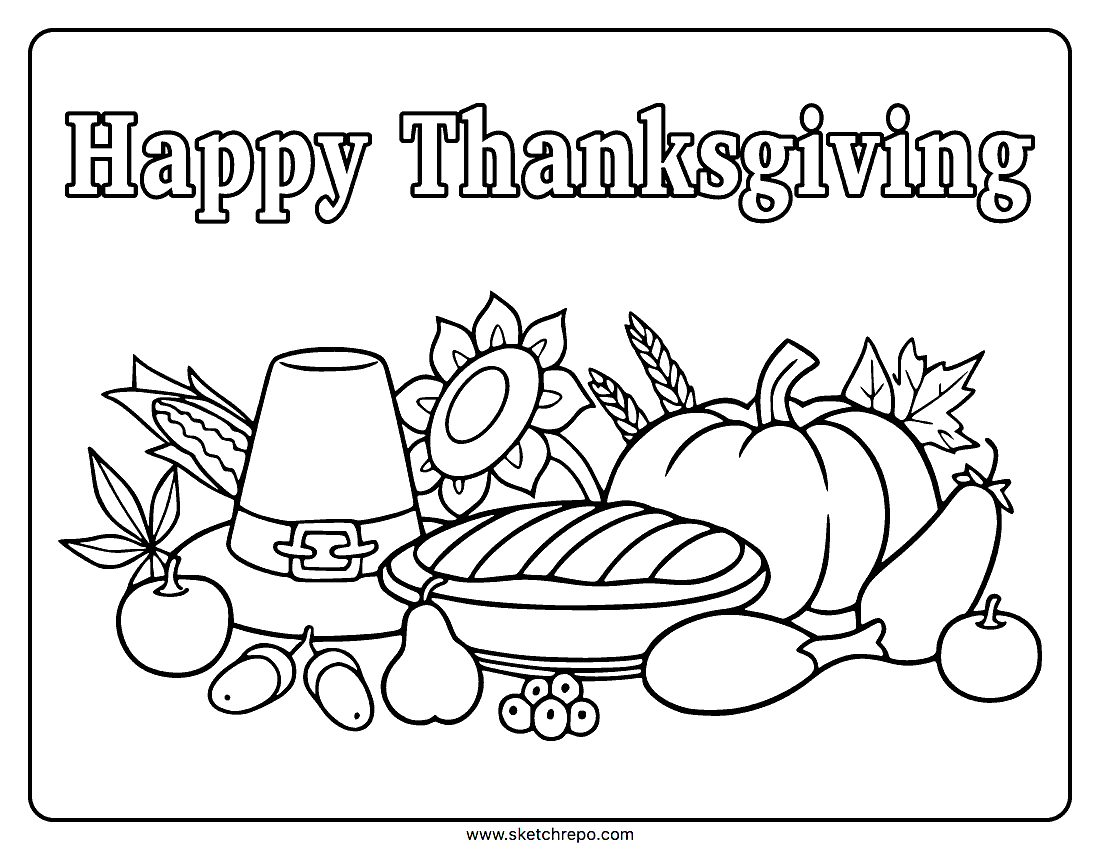 Thanksgiving Coloring Page Sketch Repo