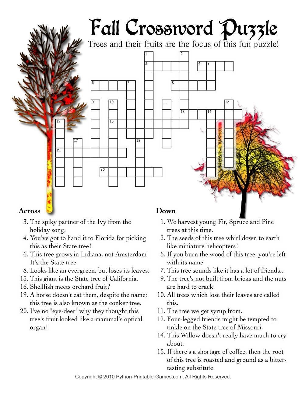 free printable thanksgiving crossword puzzles