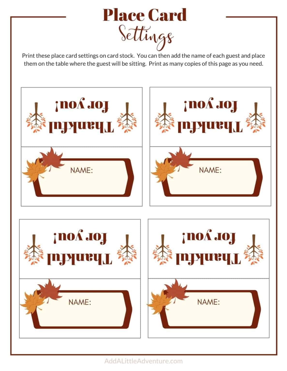 free printable editable thanksgiving place cards