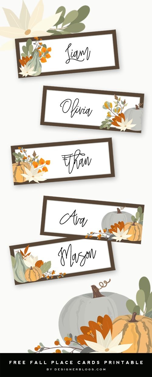 Thanksgiving Place Cards Printable In Fall Colors