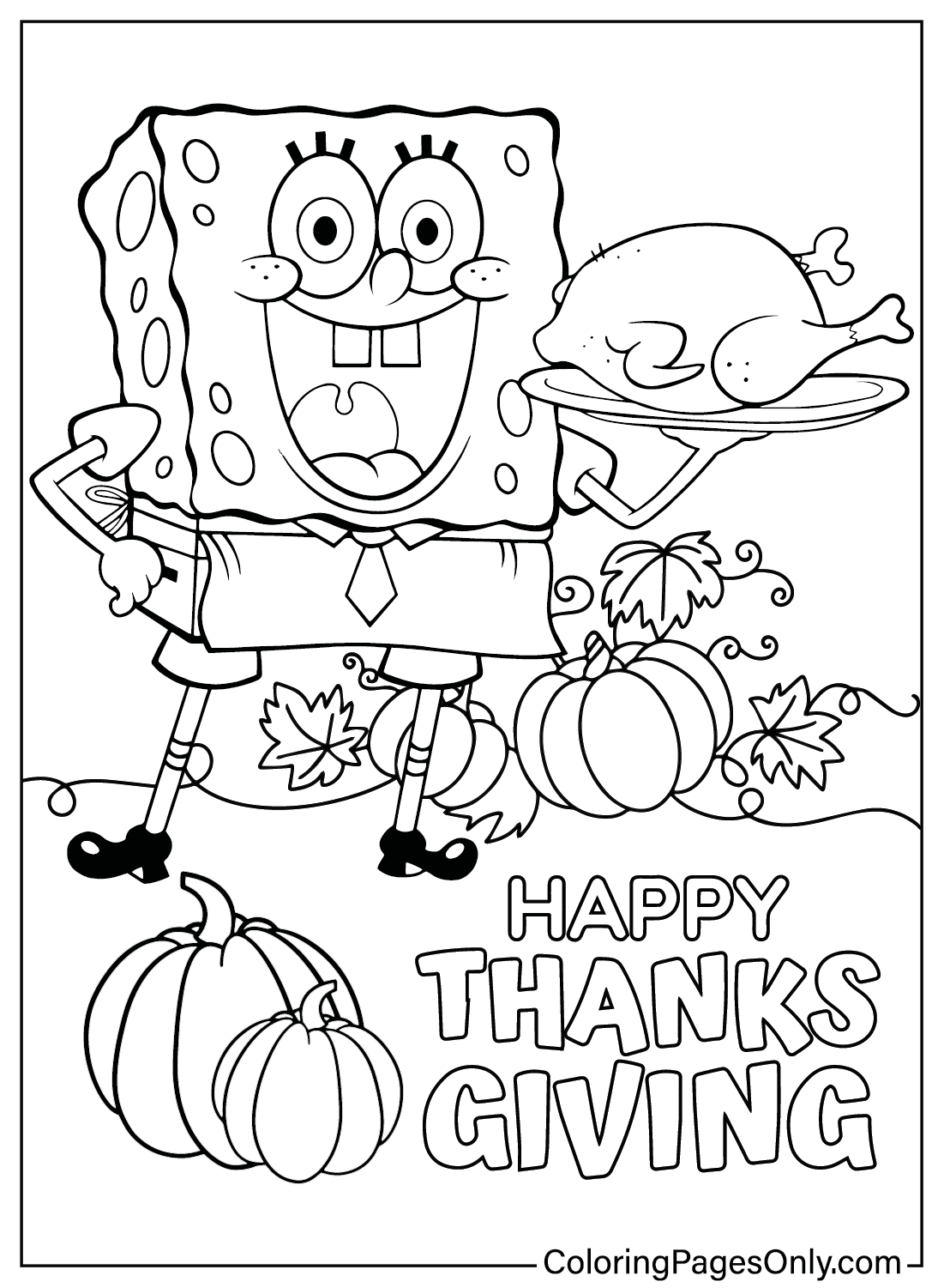 Thanksgiving Spongebob Coloring Page Free Printable Coloring Pages