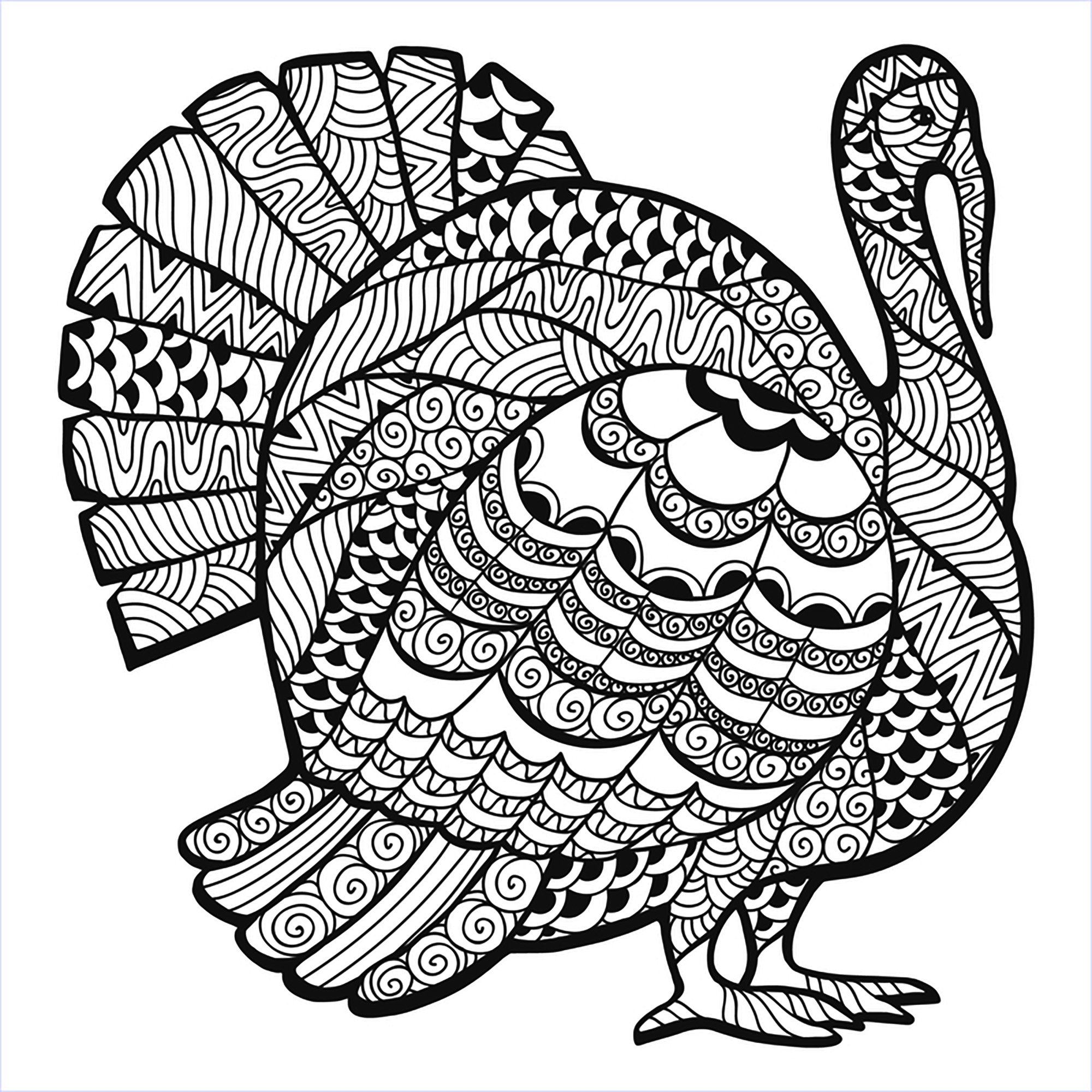 Thanksgiving Turkey With Zentangle Thanksgiving Coloring Pages For 