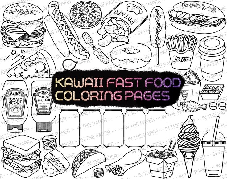 kawaii fast food coloring pages