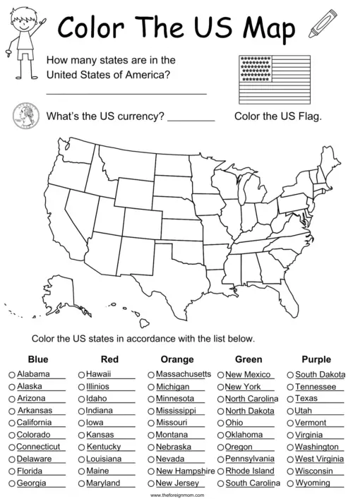 The United States Of America Map Worksheet Pdf Infoupdate