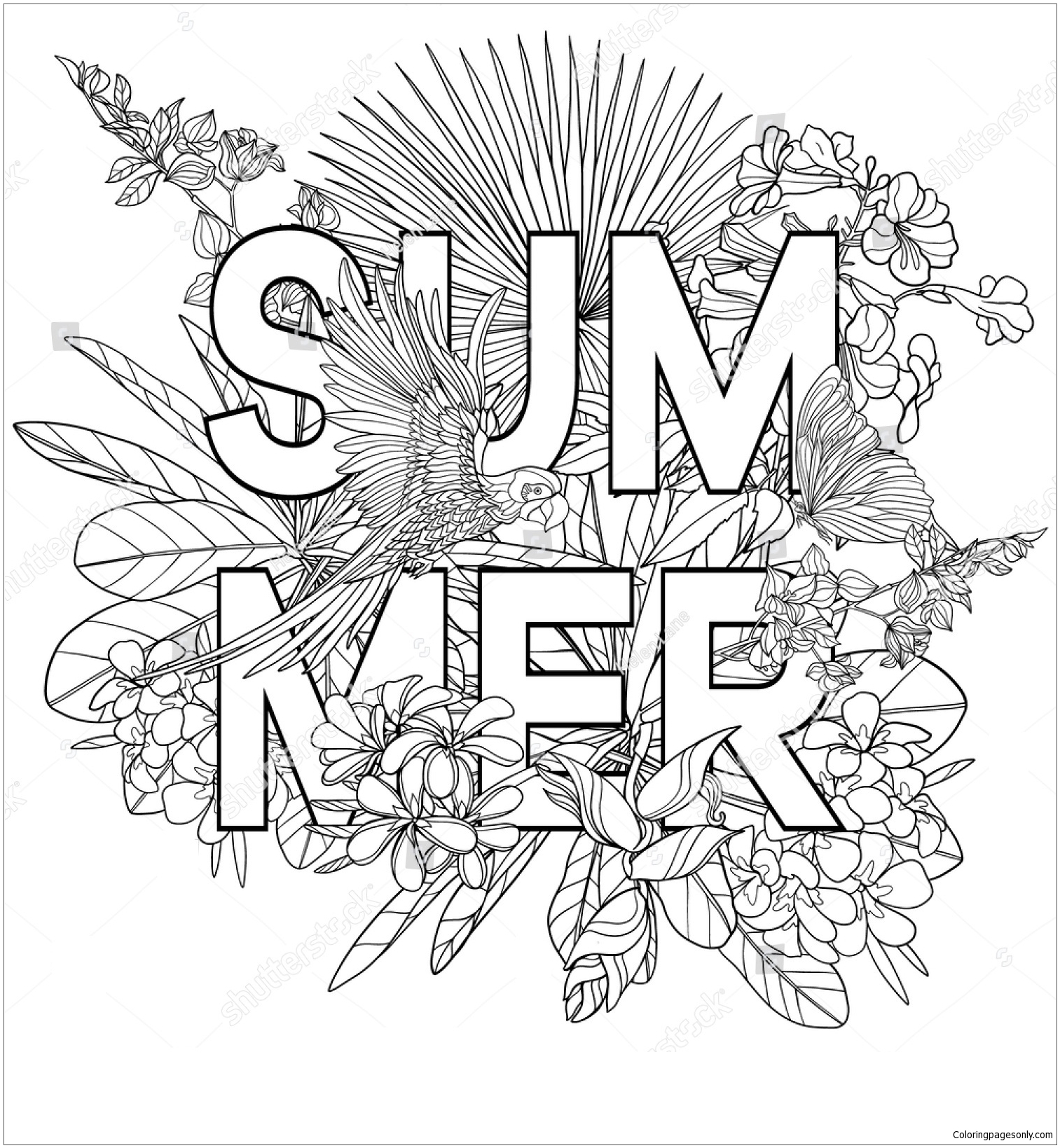 The Word Summer Coloring Page Free Printable Coloring Pages