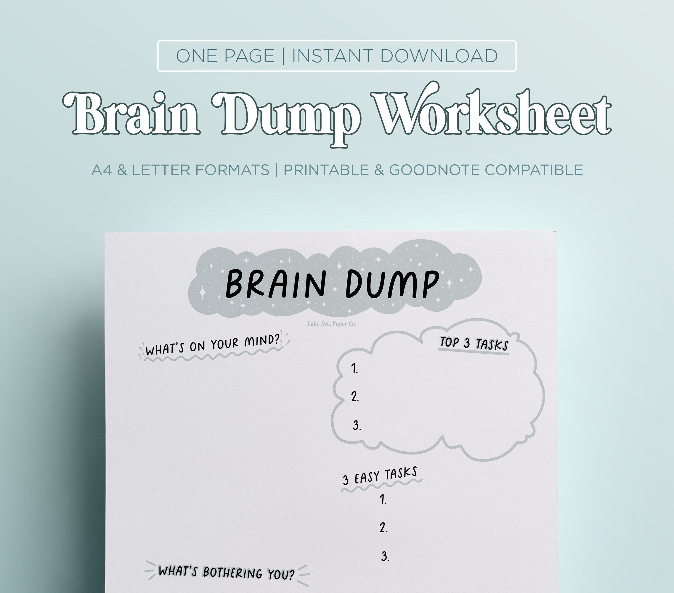 brain dump worksheet