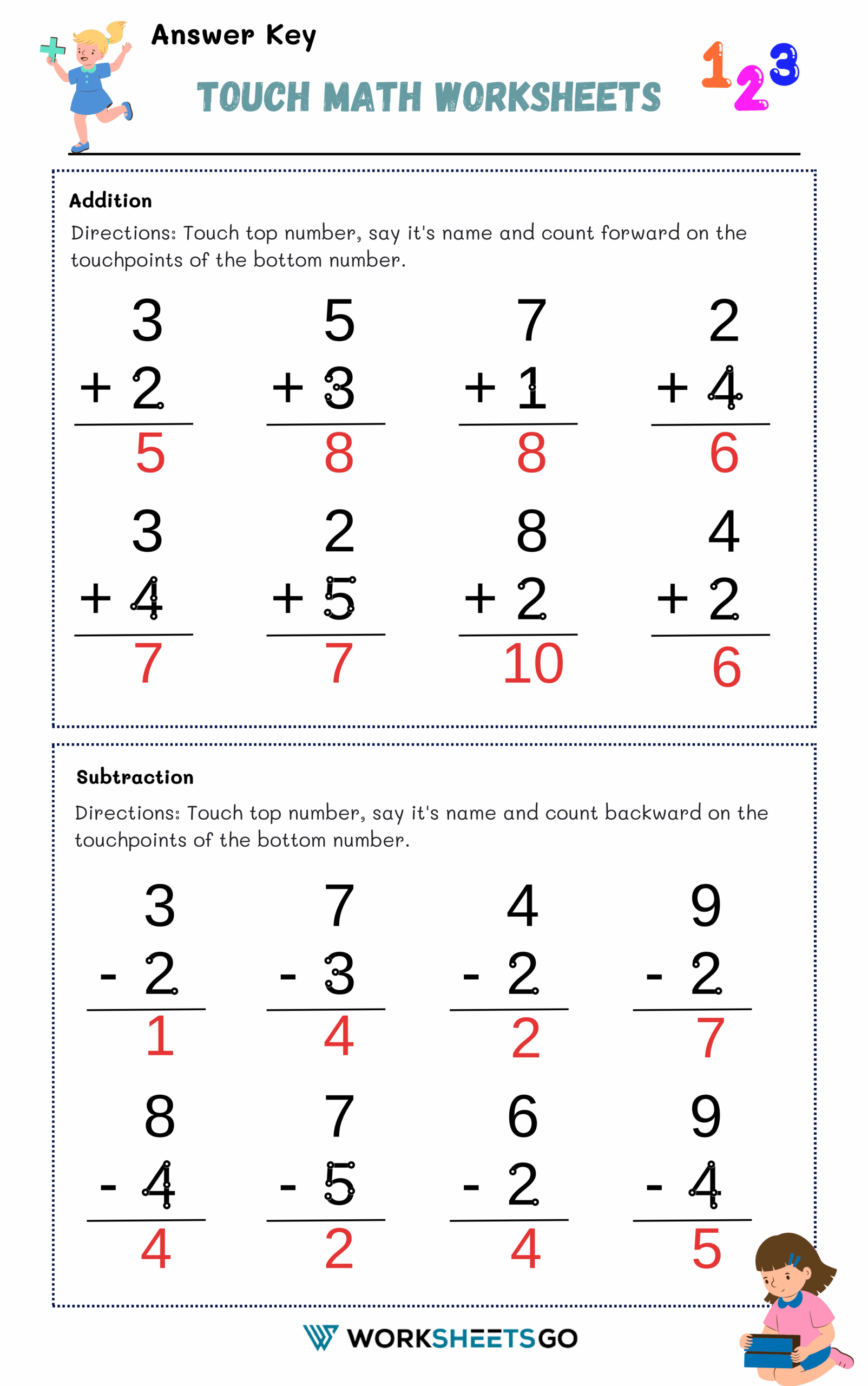 touch math worksheets