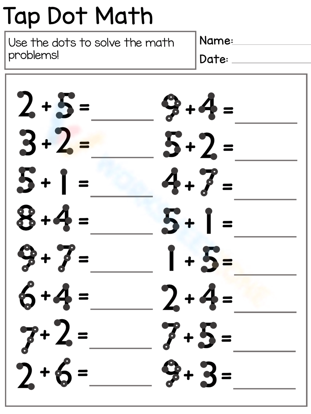 TouchMath Inspired Printables Supplement Worksheets Lisa Goodell
