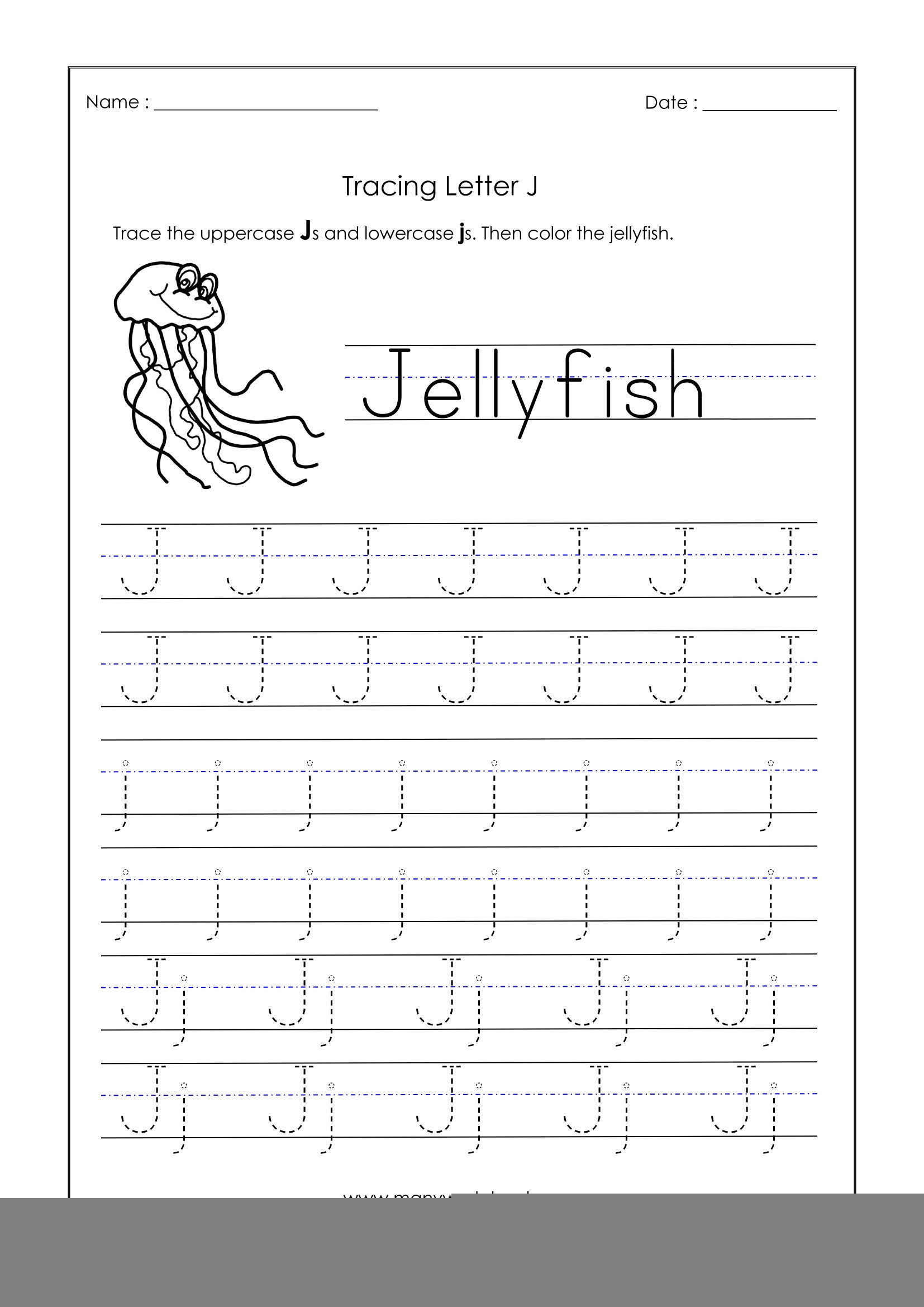 Tracing Letter J Letter Tracing Worksheets