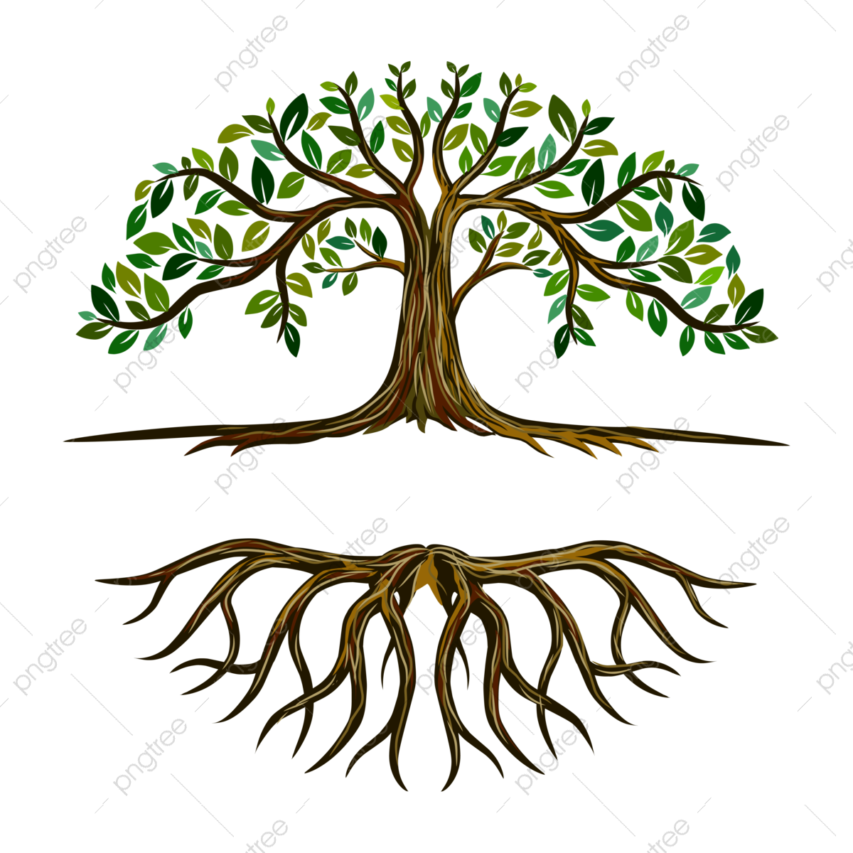Tree And Roots Logo Template In Circular Shape Tree Roots Circular 
