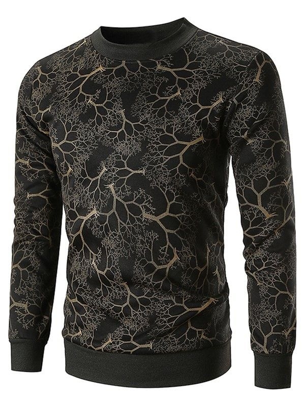 Tree Print Long Sleeve Sweatshirt For Men
