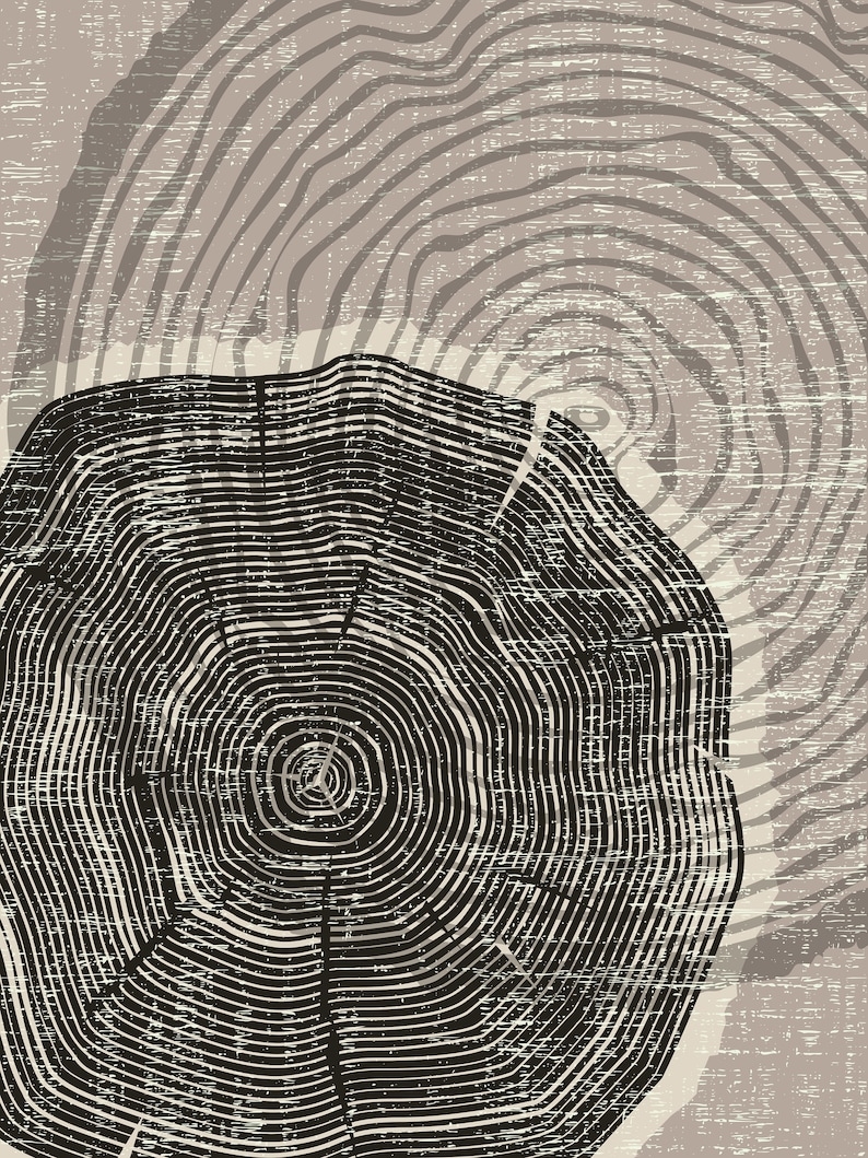 Tree Ring Printable Tree Stump Prints Digital Print Set Of 3 Beige Tree 