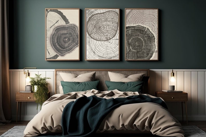 Tree Ring Printable Tree Stump Prints Digital Print Set Of 3 Beige Tree 