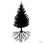 Tree With Roots Silhouette In PSD Illustrator SVG JPG EPS PNG