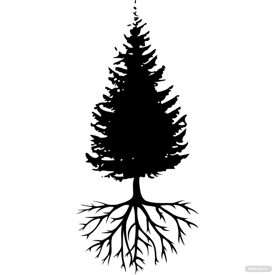 Tree With Roots Silhouette In PSD Illustrator SVG JPG EPS PNG