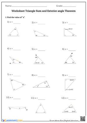 Triangle Sum Worksheet Collection For Teaching Learning Worksheets
