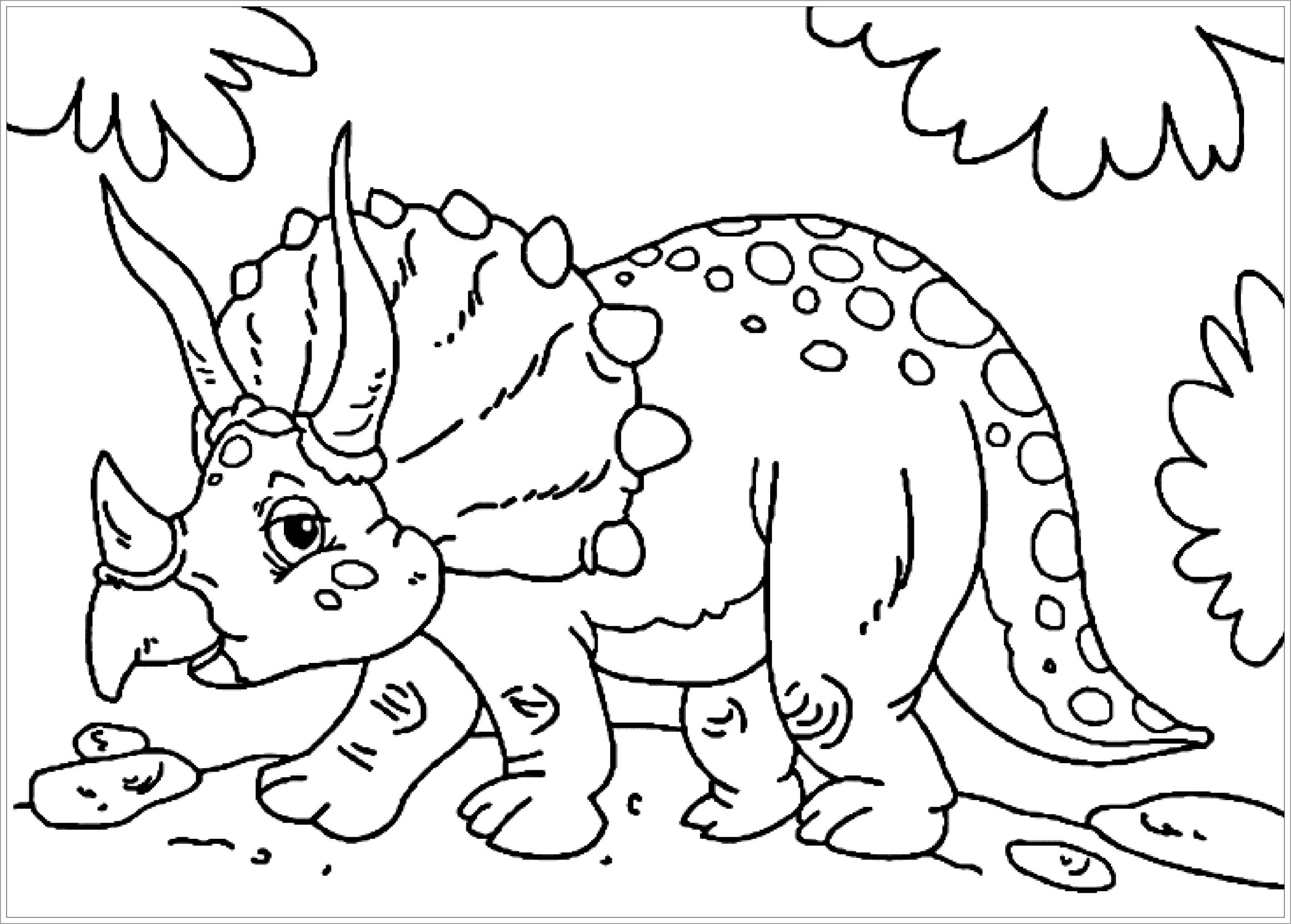 Triceratops Dinosaurs Coloring Page ColoringBay