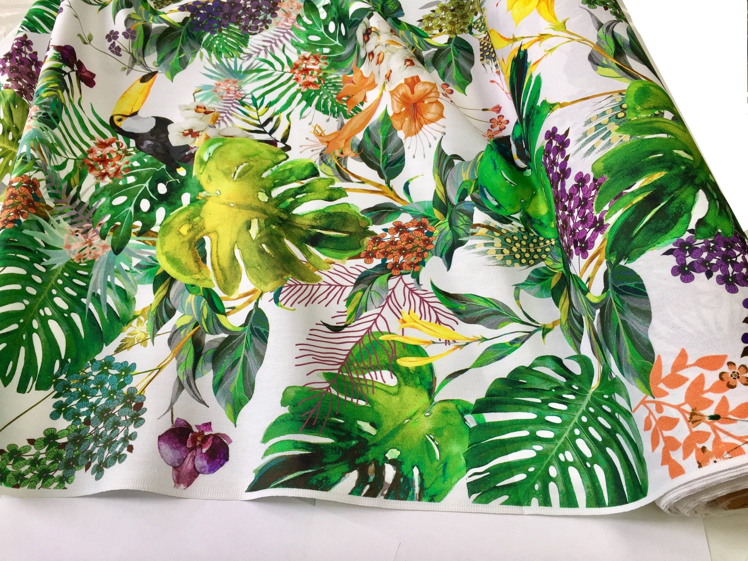 Tropical Toucan Bird Fabric Curtain Upholstery Cotton Material 
