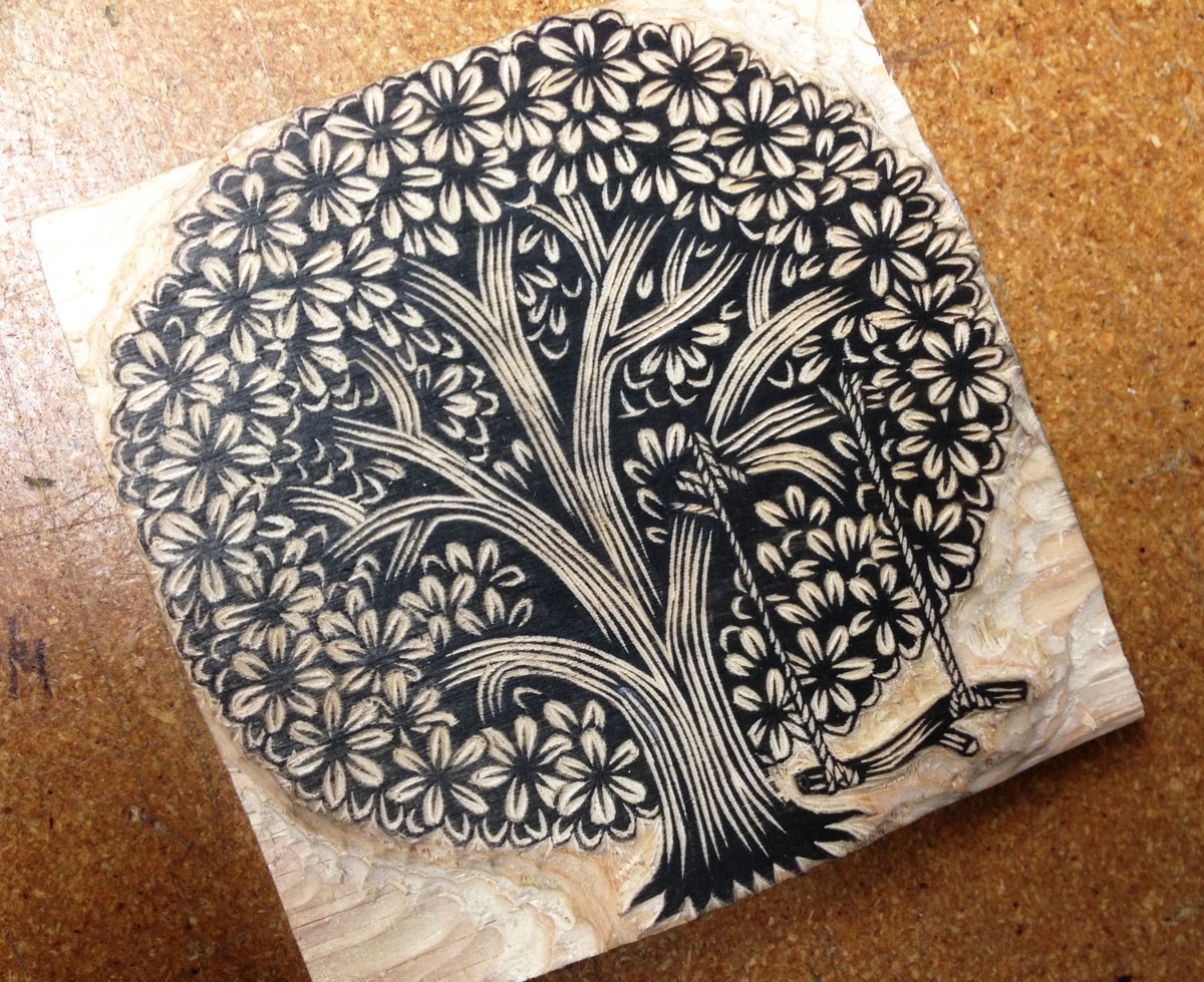 Tugboat Printshop quot TREE SWING quot WOODBLOCK PRINT