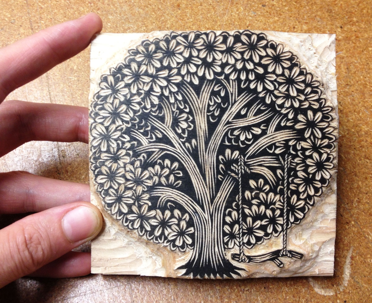 Tugboat Printshop quot TREE SWING quot WOODBLOCK PRINT