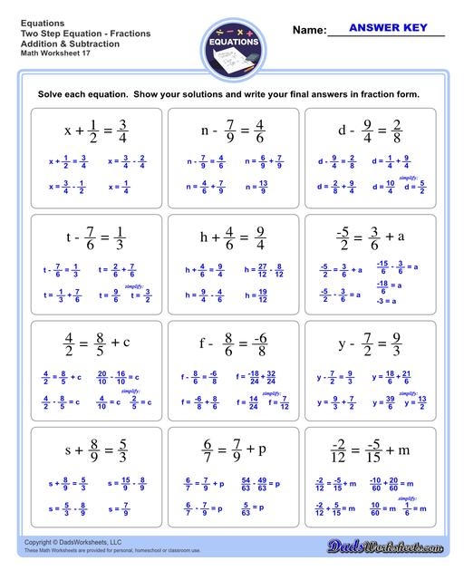 two-step equations worksheets